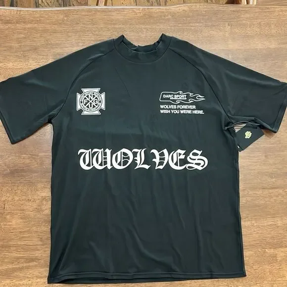 Darc Sport “FORGED” Black Raglan Wolf Graphic Tee L NWT Streetwear Premium Fit